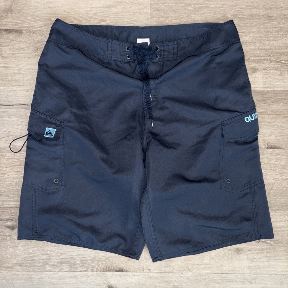 Quiksilver Cargo Boardshorts Swim Trunks Men's 36 Navy Blue Surf Skate Beach
